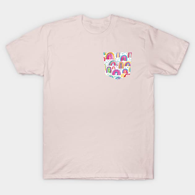 Pocket- watercolor rainbiows positivity T-Shirt by ninoladesign